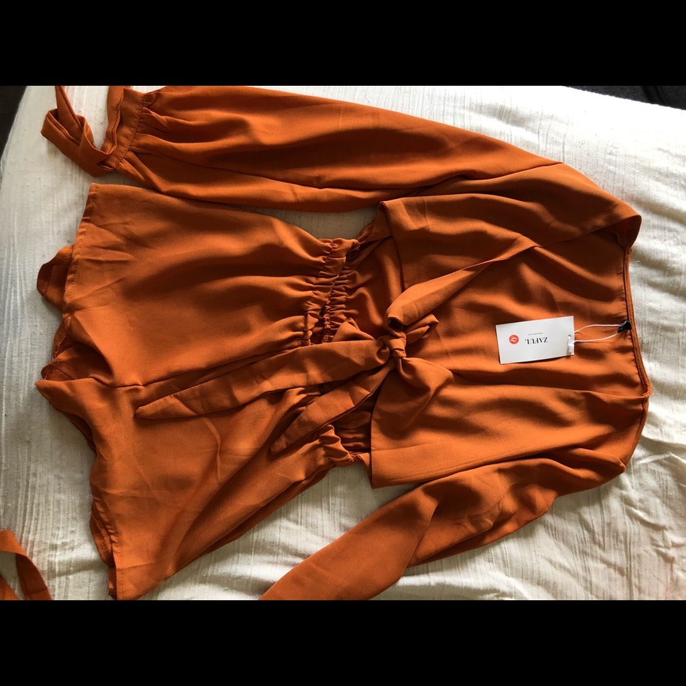 rusty orange long sleeve romper
